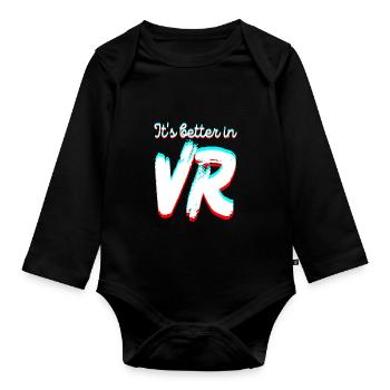 Es ist besser in VR - Virtual Reality - Baby Bio-Langarm-Body - Schwarz - Vorne