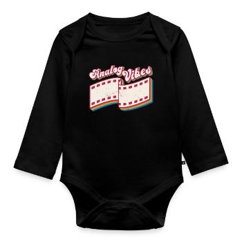 Retro Photographer Vintage Analog Vibes - Baby Bio-Langarm-Body - Schwarz - Vorne