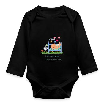 J’aime maman - Body Bébé bio manches longues - noir - Devant