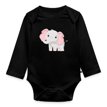 Elephant Family Mother Baby T-Shirt - Body Bébé bio manches longues - noir - Devant