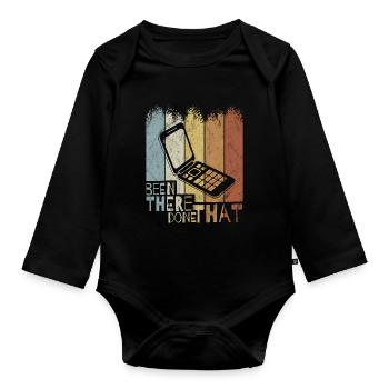 Retro Old School Folding Phone Been There Done That - Organic Longsleeve Baby Bodysuit - black - Front