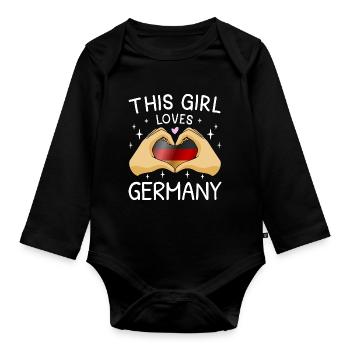 Allemagne Drapeau allemand Drapeau allemand Utilisé Regarder à la maison - Body Bébé bio manches longues - noir - Devant