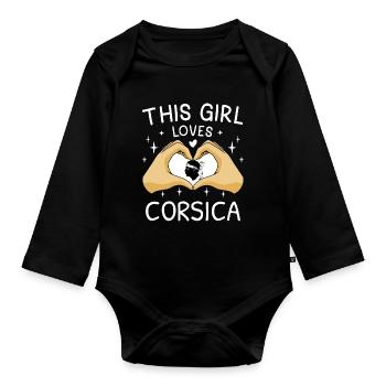Corse Drapeau Corse Drapeau Corse Corse - Body Bébé bio manches longues - noir - Devant