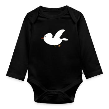 Oiseau Animal Symbole Ailes Fly Cartoon - Body Bébé bio manches longues - noir - Devant