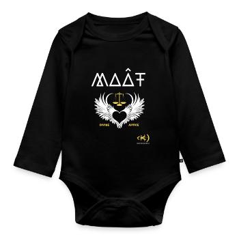 KAMA ÂME MAÂT Coeur Ailé blanc blanc - Body Bébé bio manches longues - noir - Devant