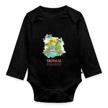 Tropical Paradise - Organic Longsleeve Baby Bodysuit - black - Front