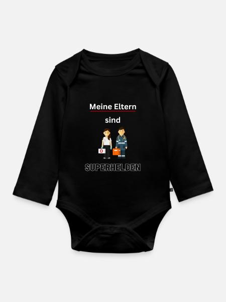 Meine Eltern sind Superhelden - Baby Bio-Langarm-Body - Schwarz