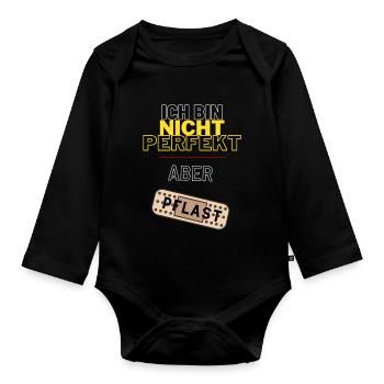 Ich bin nicht perfekt, aber Pflast - Baby Bio-Langarm-Body - Schwarz - Vorne