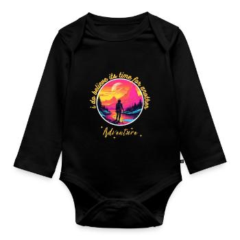 Time For Another Adventure - Organic Longsleeve Baby Bodysuit - black - Front