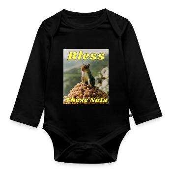 Bless These Nuts - Organic Longsleeve Baby Bodysuit - black - Front
