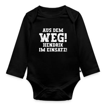Hendrik Lustiger Spruch Vorname Name Hendrik - Baby Bio-Langarm-Body - Schwarz - Vorne