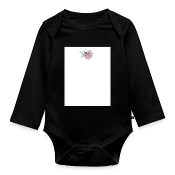 Pastell Blumen Design - Baby Bio-Langarm-Body - Schwarz - Vorne