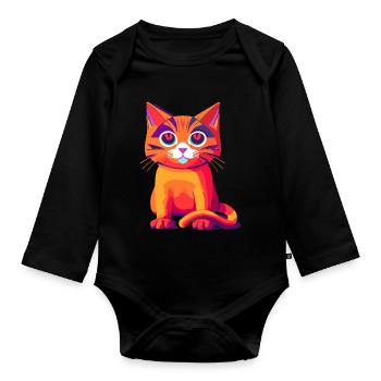 Katze - Baby Bio-Langarm-Body - Schwarz - Vorne
