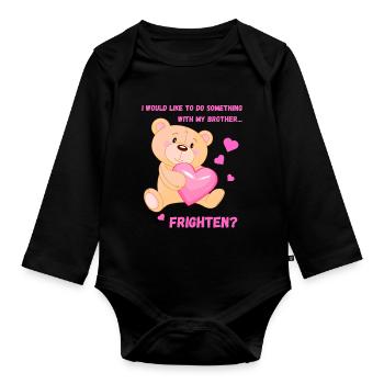 Teddy mit Herz, Was mit Bruder machen - Baby Bio-Langarm-Body - Schwarz - Vorne