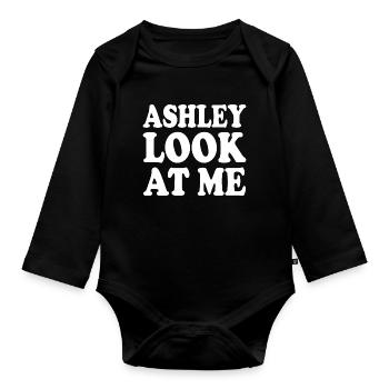 Ashley look at me - Body Bébé bio manches longues - noir - Devant