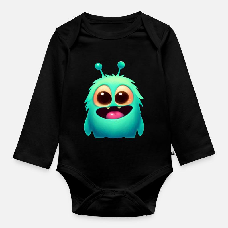 KiiddyTikki Foo - Organic Longsleeve Baby Bodysuit - black
