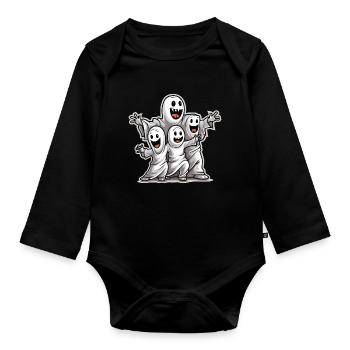 Design d’Halloween effrayant pour la prochaine fête - Body Bébé bio manches longues - noir - Devant