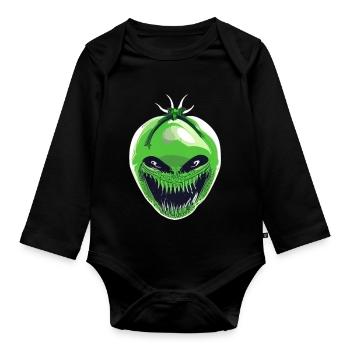 Green Xenomorph Tomato - Organic Longsleeve Baby Bodysuit - black - Front