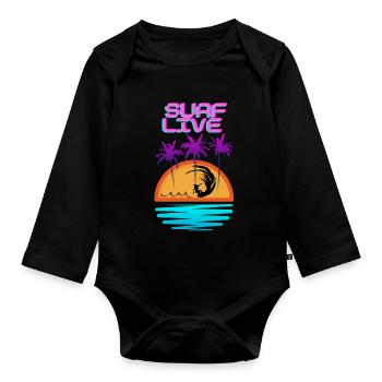 Surf Live - Baby Bio-Langarm-Body - Schwarz - Vorne