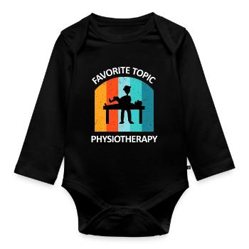 Physiotherapist Humorous Gift Saying Funny - Organic Longsleeve Baby Bodysuit - black - Front