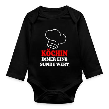 Köchin - Baby Bio-Langarm-Body - Schwarz - Vorne