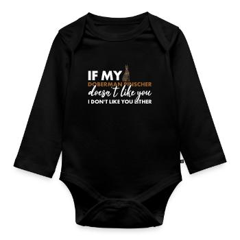 Si mon doberman Pinscher ne t’aime pas - Body Bébé bio manches longues - noir - Devant