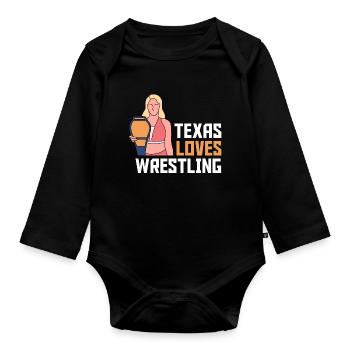 Texas wrestling design for proud Texas fans - Organic Longsleeve Baby Bodysuit - black - Front