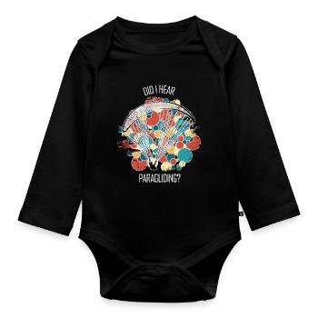 Paragliding Gleitschirm Paragleiter Paraglider - Baby Bio-Langarm-Body - Schwarz - Vorne