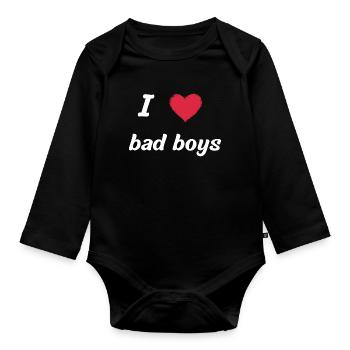 I love bad boys - Baby Bio-Langarm-Body - Schwarz - Vorne