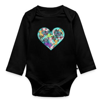 Toutes sortes d’axolotls design pour les fans d’axolotls - Body Bébé bio manches longues - noir - Devant