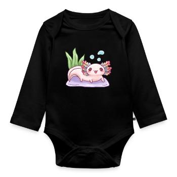 Underwater Chalk Design for Axolotl Lovers - Organic Longsleeve Baby Bodysuit - black - Front