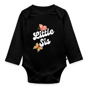 Little Sis - perfect for the little sister - Organic Longsleeve Baby Bodysuit - black - Front