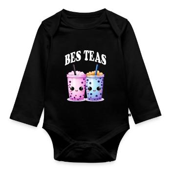 Bes Teas Kawaii Bubble Tea, Boba Tea - Body Bébé bio manches longues - noir - Devant