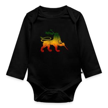 Reggae Musik Rastafari Jamaika - Baby Bio-Langarm-Body - Schwarz - Vorne