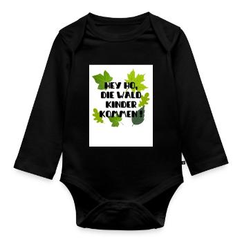 Waldkita und Waldkindergarten Spruch - Baby Bio-Langarm-Body - Schwarz - Vorne
