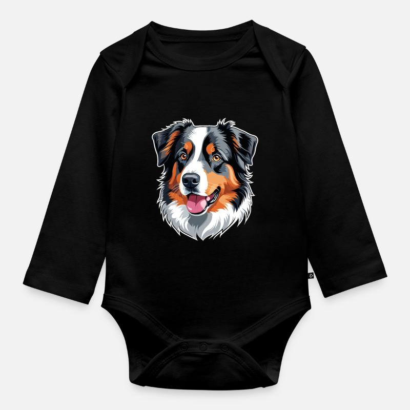 Australian Shepherd - Organic Longsleeve Baby Bodysuit - black