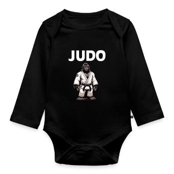 Niedlicher Kampfsport-Judo-Gorilla - Baby Bio-Langarm-Body - Schwarz - Vorne
