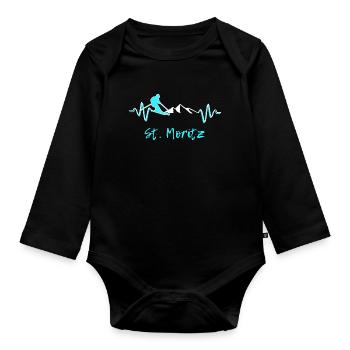 Skifahren St Moritz - Baby Bio-Langarm-Body - Schwarz - Vorne