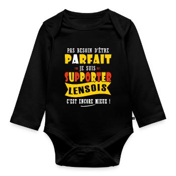 Lens supporter football lensois cadeau humour - Body Bébé bio manches longues - noir - Devant