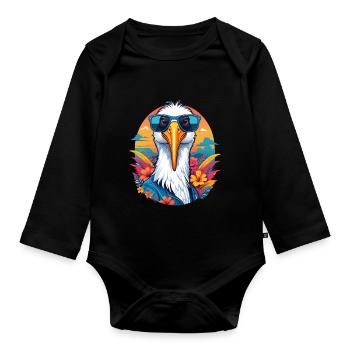Cigogne - Body Bébé bio manches longues - noir - Devant