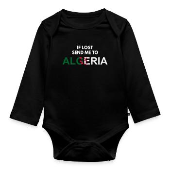 if lost send me to Algeria-cadeau Algérie - Body Bébé bio manches longues - noir - Devant