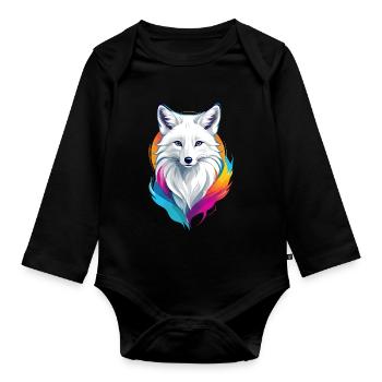 Arctic fox - Organic Longsleeve Baby Bodysuit - black - Front