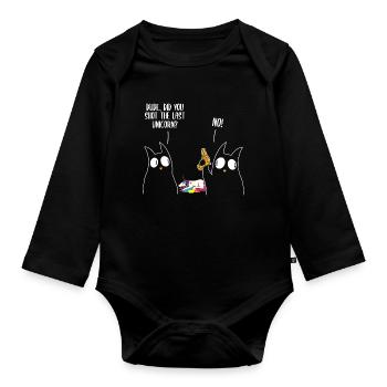 Dude Did You Eat The Last Unicorn? Cat Unicorn - Organic Longsleeve Baby Bodysuit - black - Front