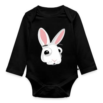Tête de lapin lapin drôle - Body Bébé bio manches longues - noir - Devant