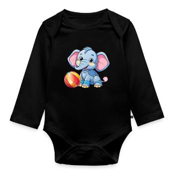 Jouer à Baby Elephant - Body Bébé bio manches longues - noir - Devant