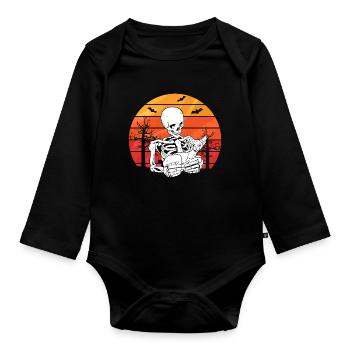 Skeleton Sphynx Cat - Organic Longsleeve Baby Bodysuit - black - Front