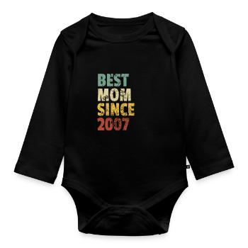 Beste Mutter seit 2007 Muttertags-Slogan-Zitat - Baby Bio-Langarm-Body - Schwarz - Vorne