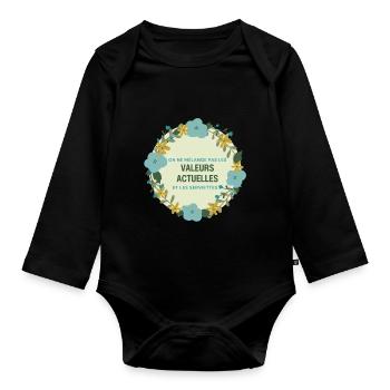 Current Values and Towels - Organic Longsleeve Baby Bodysuit - black - Front