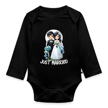 just married - pour mariage - Body Bébé bio manches longues - noir - Devant