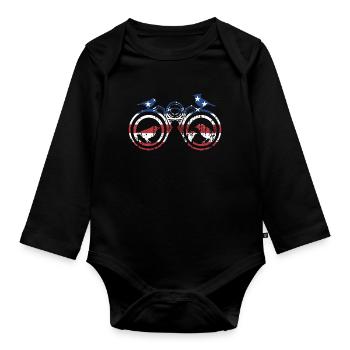 Bird Watcher Us Flag Bird Watching - Baby Bio-Langarm-Body - Schwarz - Vorne